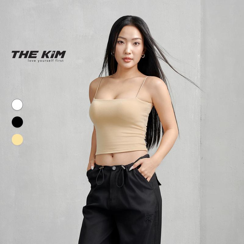 THEKIM Áo croptop nữ 2 dây ( có mút ngực ) , áo hai dây sợi bún A107