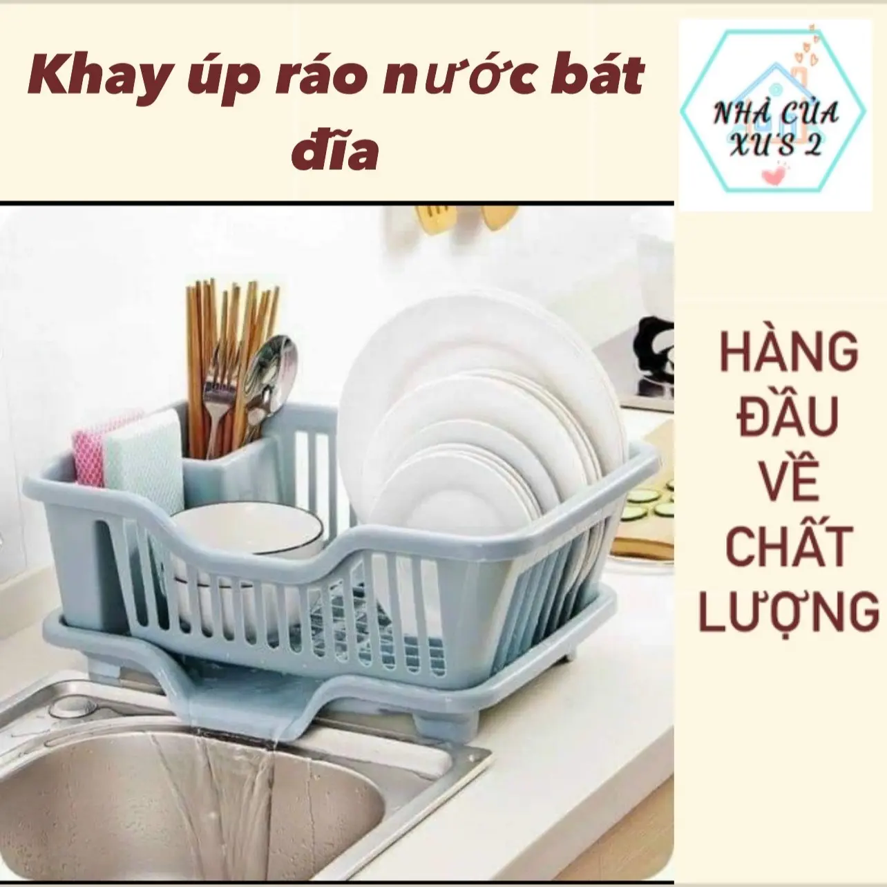 Úp bát nhựa có khay hứng thông minh tiện dụng Rổ