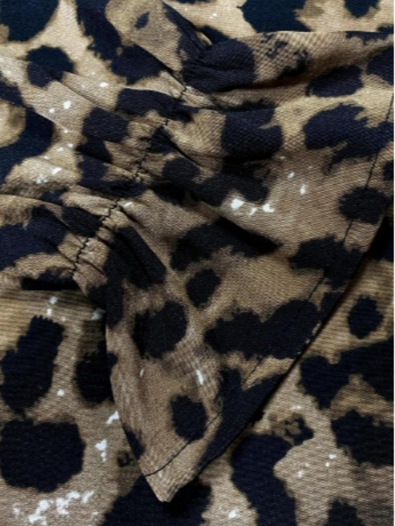 Product Introduction of Women's Leopard Print Mock Neck Blouse, Elegant Long Sleeve Top for Spring & Fall, Women's Clothing for Daily Wear 8