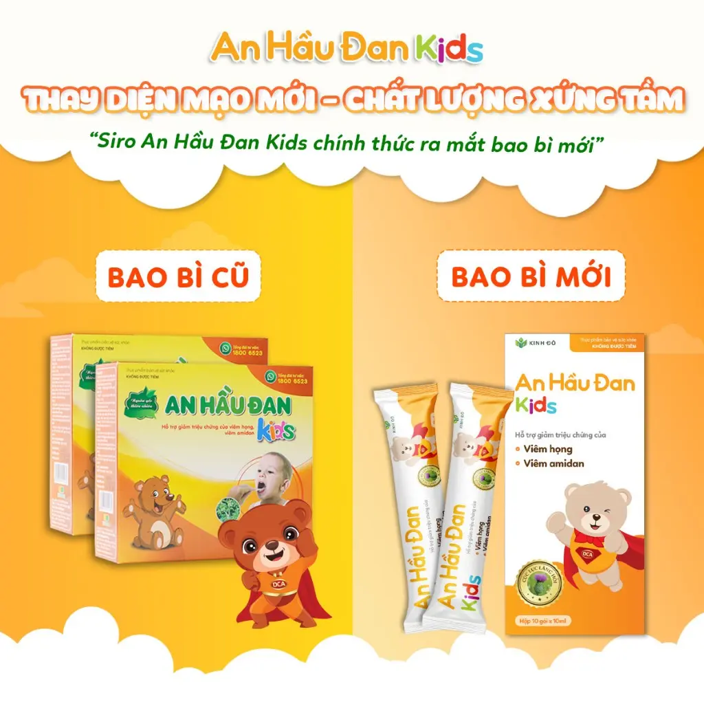 ￼An Hầu Đan Kids - Siro Uống Dành Cho Trẻ Bị Viêm Họng, Amidan - Hộp 10 ống - Healthycare247
