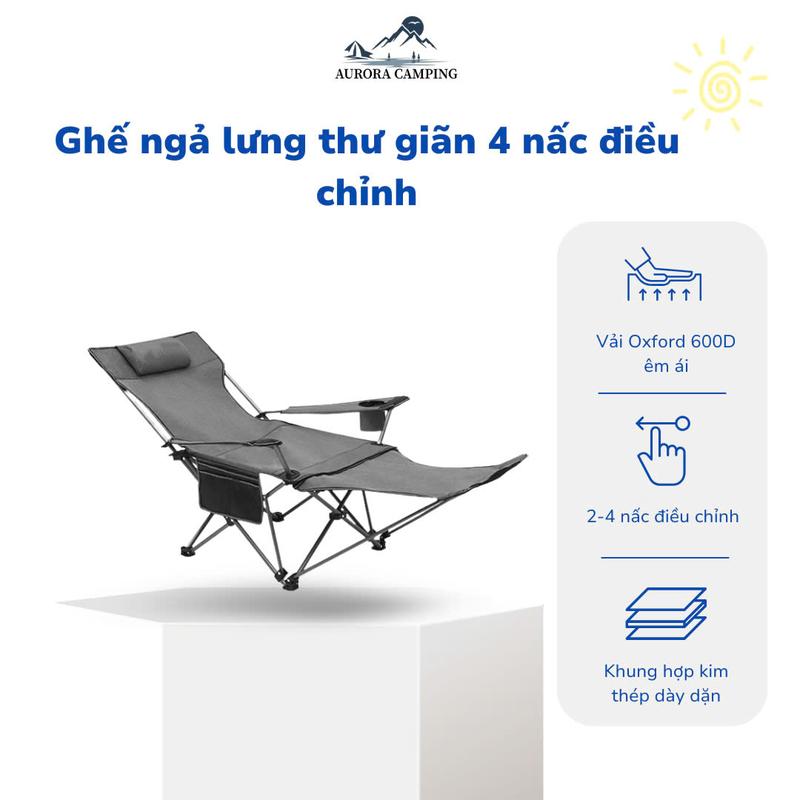 Ghế Xếp Thư Giãn Gấp Gọn 4 Nấc Ôm Sát, Có Thể Điều Chỉnh - Ghế Camping Ngả Lưng, Ghế Du Lịch, Dã Ngoại, Ngủ Trưa Văn Phòng(HD trong mô tả)