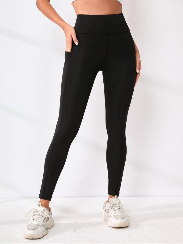 Women's 3pcs Solid High Waist Pocket Sports Leggings, Sporty High Stretch Seamless Skinny Pants for Yoga Gym Workout, Ladies Sportswear Bottoms for All Seasons 3