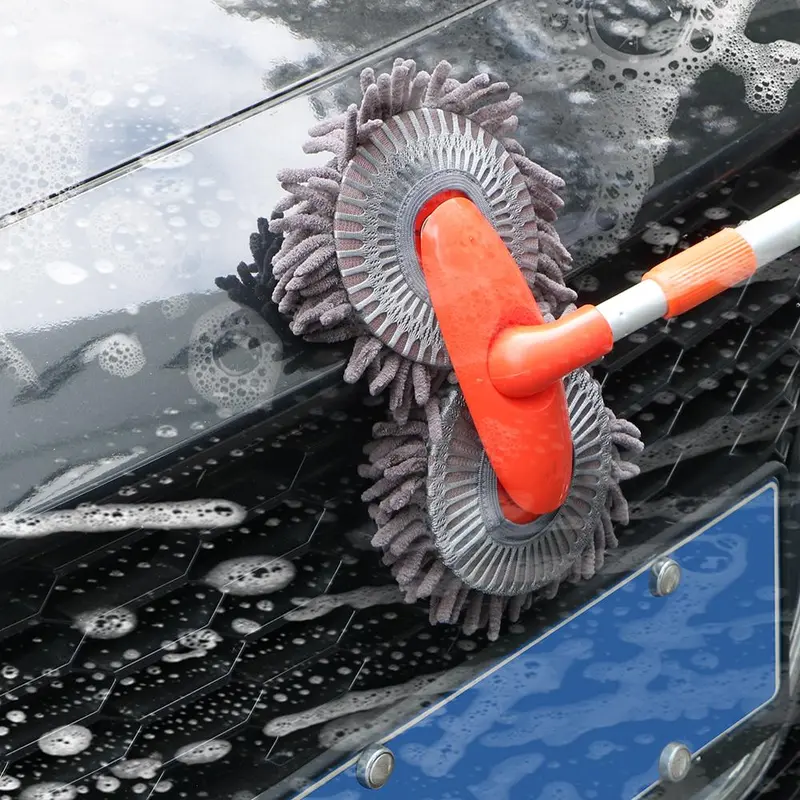 Long Handle Car Glass Cleaning Brush with Double Brushes, Durable Car Windshield Cleaner, Retractable Car Wash Mop, Professional Car Washing & Maintenance Supplies, Car Cleaning Tool 2