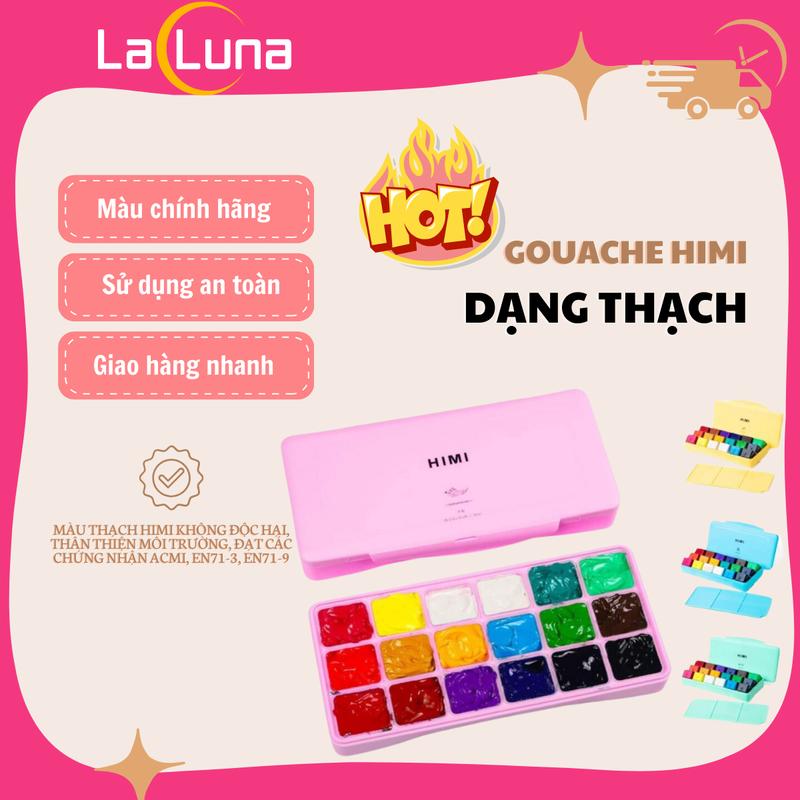 Màu Gouache HiMi dạng thạch bộ 18/24 mầu Lalunavn - B76