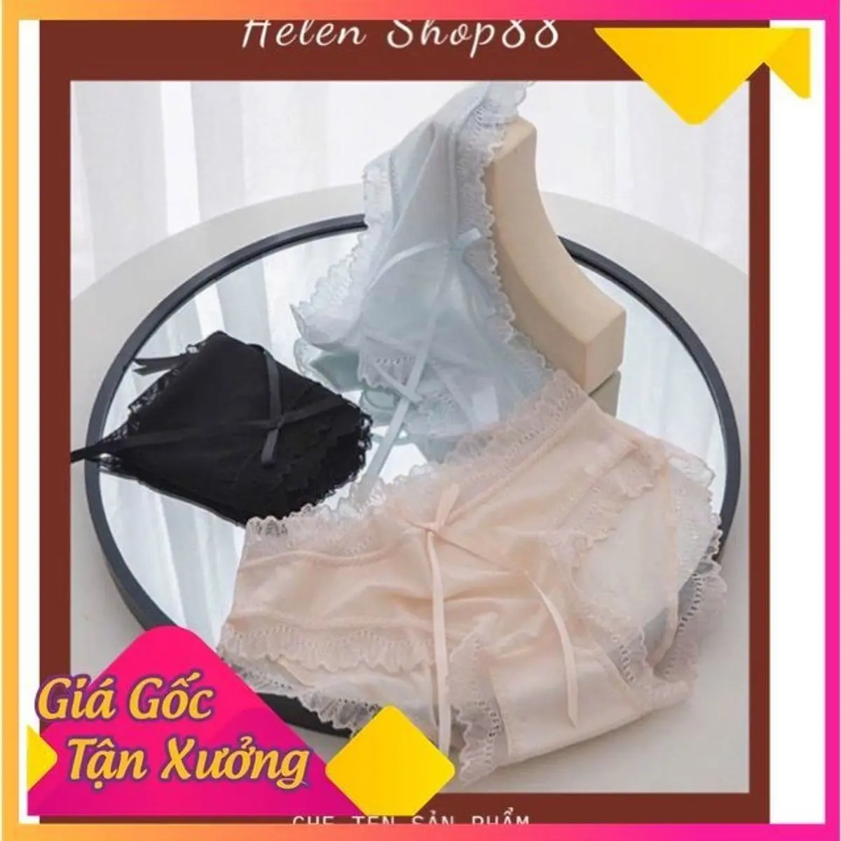 R02 Set 10 quần lót ren sexy ôm dáng mềm mại, thoáng mát, đính nơ, gợi cảm