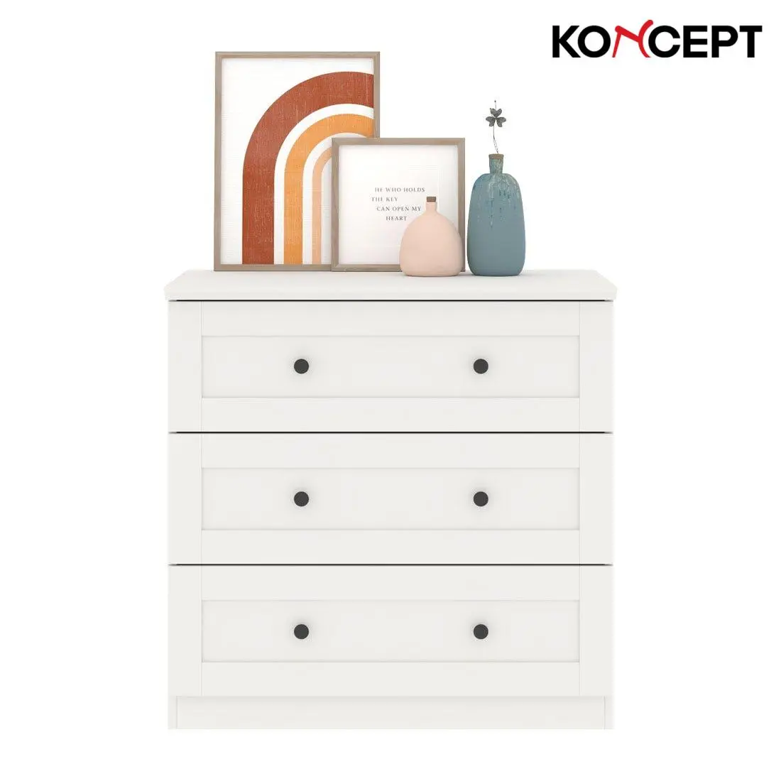Koncept Furniture ตู้เตี้ยลิ้นชัก รุ่น Moneta สีขาว (80x45x80 ซม.)