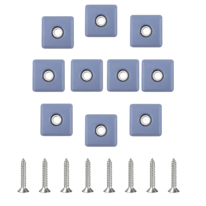 16pcs Furniture Sliders 40mm Furniture Leg Protectors with Screws Square Chair Leg Protectors Furniture Glide Pads
