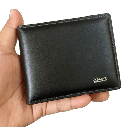 {RAHAYU KUDUS}Dompet Pria Lipat Dua Classic Kulit PU Polos hitam