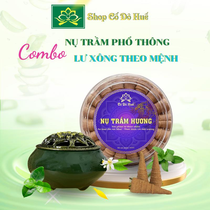 Combo 1 Hộp  Nụ Trầm và 1 Lư Xông Gốm Shop Cố Đô Huế, Nụ Trầm Sạch Giá Tận Xưởng Hộp 38 Nụ, Xông Nhà, Thưởng Thức và Thờ Cúng Dầu Thơm Phòng nhang  xông tinh 1