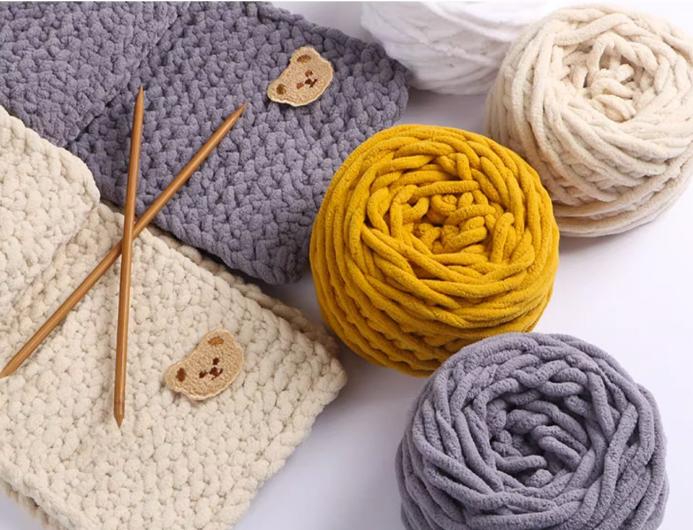  Len nhung đũa - Cuộn Len bông sữa cuộn 100g - Nhung đũa loang 100g 