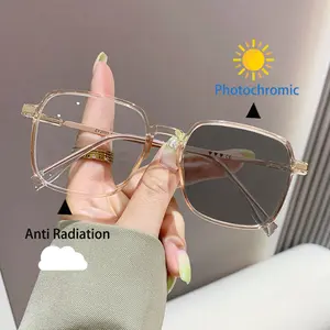Kacamata Retro Photocromic Anti Radiasi Untuk Frame Kotak Wanita Pria