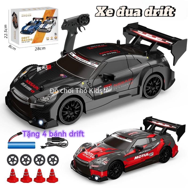 Xe đua Drift Racing tốc độ cao 20km/h điều khiển từ xa có đèn , pin sạc tặng kèm 4 bánh drift Toy Đồ Chơi Ô Tô
