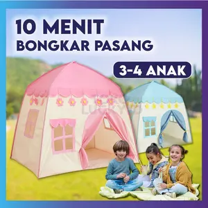 Tenda Mainan Anak Jumbo 3-4 orang Playhouse Kemah Rumah Camping Princess Castle