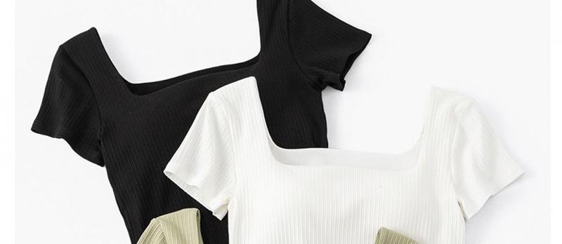Product Introduction of Pure Cotton with Chest Pad Short-Sleeved T-shirt Woman Square-Neck Cup One-Piece Waist Bottoming Shirt Wear-Free Bra Underwear Outer Wear Clothing Women's Padded T-shirt 24