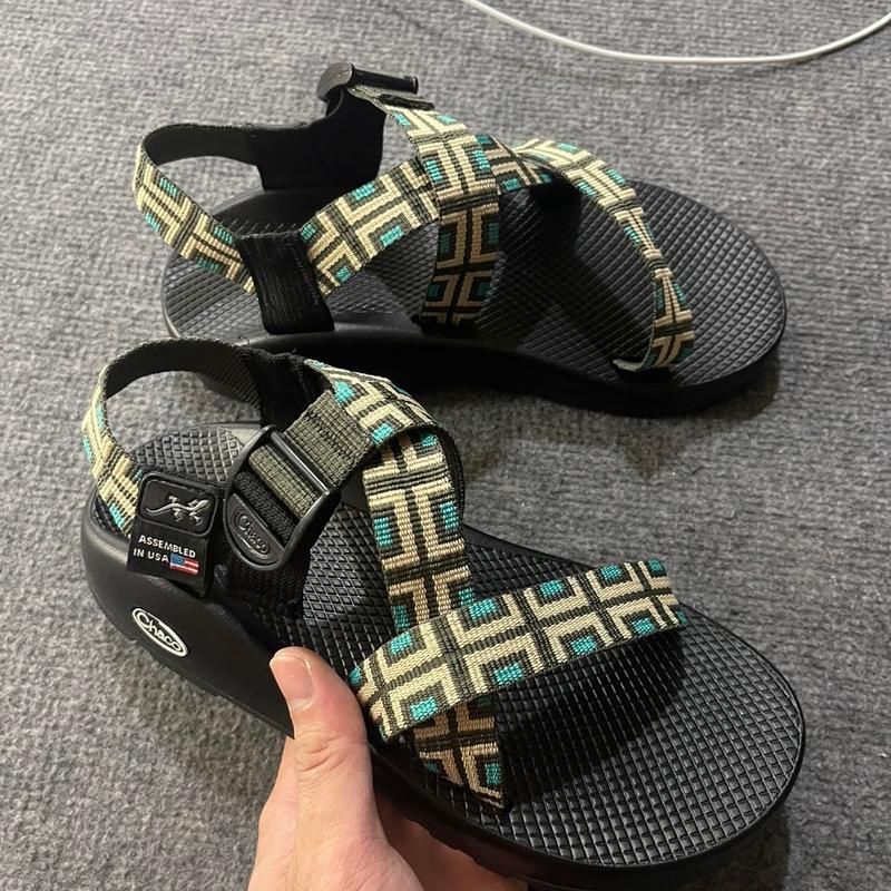 Sandal chaco đế thường dây vàng Mũi tròn DéP Shoes GiàY Nam Đế Bằng