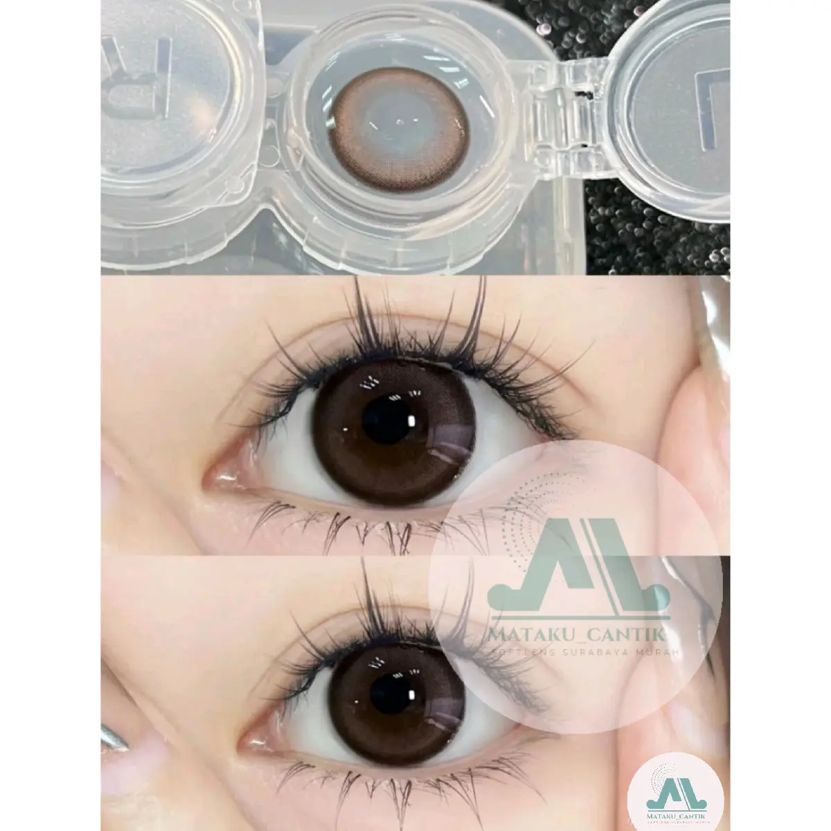 Softlens Korea Look Brown Premium | Diameter 14.5 mm | Ring Tipis |  Motiv Natural |  Tanpa Motif |  Mata Sipit