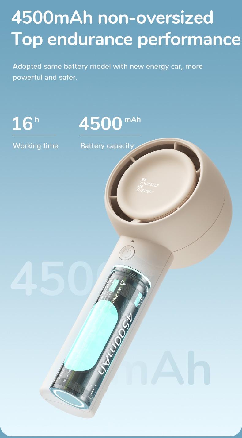 Product Introduction of JISULIFE Mini Fan Portable Leafless Pocket Fan USB Rechargeable 4500mAh Battery Desk Fan Strong Wind Mobile 9