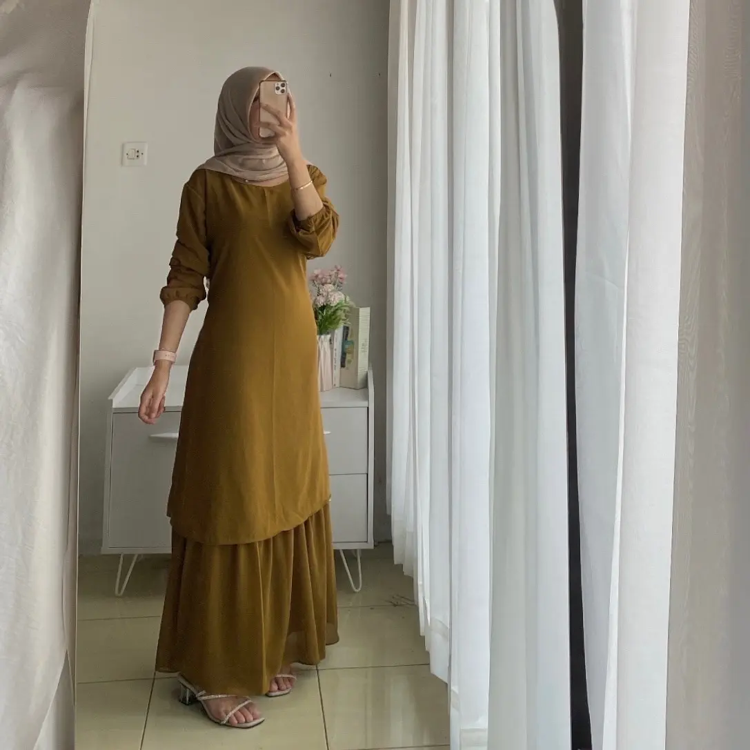 Gamis Ceruty Malaysia Full puring / Gamis Malaysia Terlaris 2023 Polos