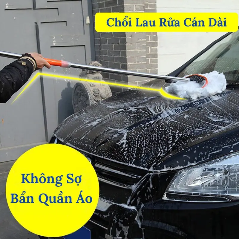 Cây Lau Rửa Xe Ô Tô Cán Dài Lông Mềm – Cán Chổi Có Thể Kéo Dài (Có Bán Lẻ Đầu Chổi) Phụ Kiện Lau Xe 4