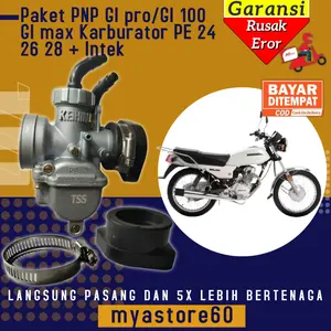 Paket PNP GL PRO/GL 100/GL MAX Langsung Pasang!!! Karburator Karbu KEIHIN PE 24 PE 26 PE 28 Carburator Pe24 Pe26 Pe28 + Manipul Intek Intake Motor