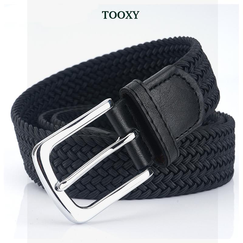 Thắt Lưng Không Đục Lỗ Đen Phối Khóa Kim Chất Vải Canvas Co Giãn Phong Cách Basic TL35