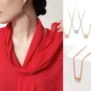 Noin Kalung Titanium Gaya Wanita Korea Diamond Anti Karat Anti Alergi KT169