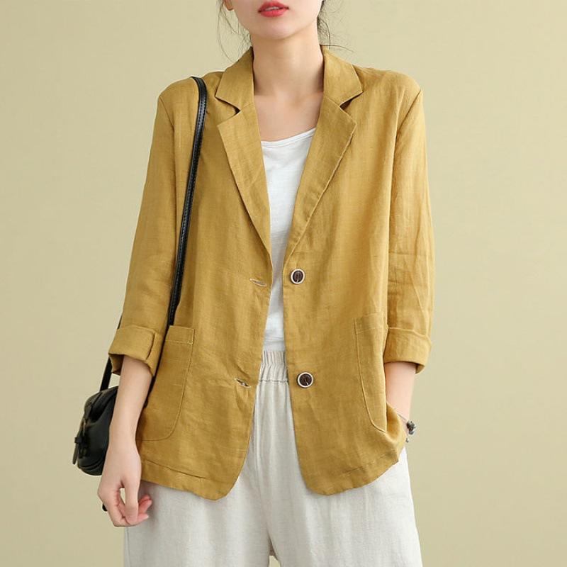 Áo khoác vest blazer nữ phong cách hàn quốc 2 túi chất đũi xước cao cấp SP11