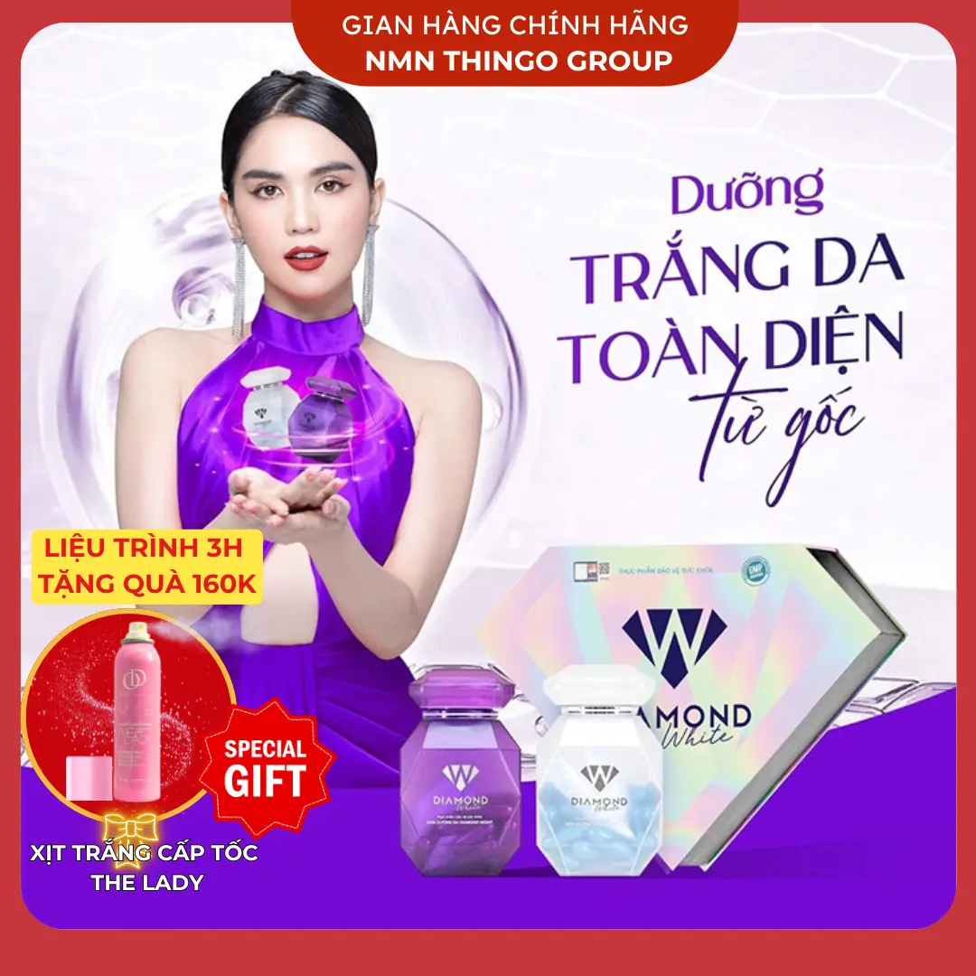 Diamond White - Viên Uống Hỗ Trợ Trắng Da Mờ Nám Ngày và Đêm