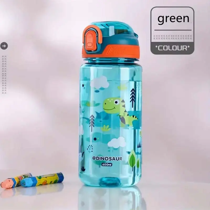 Cartoon Pattern Water Bottle (1 Count), Portable Straw Water Bottle, Heat Resistant Water Bottle for Outdoor Sports Travel