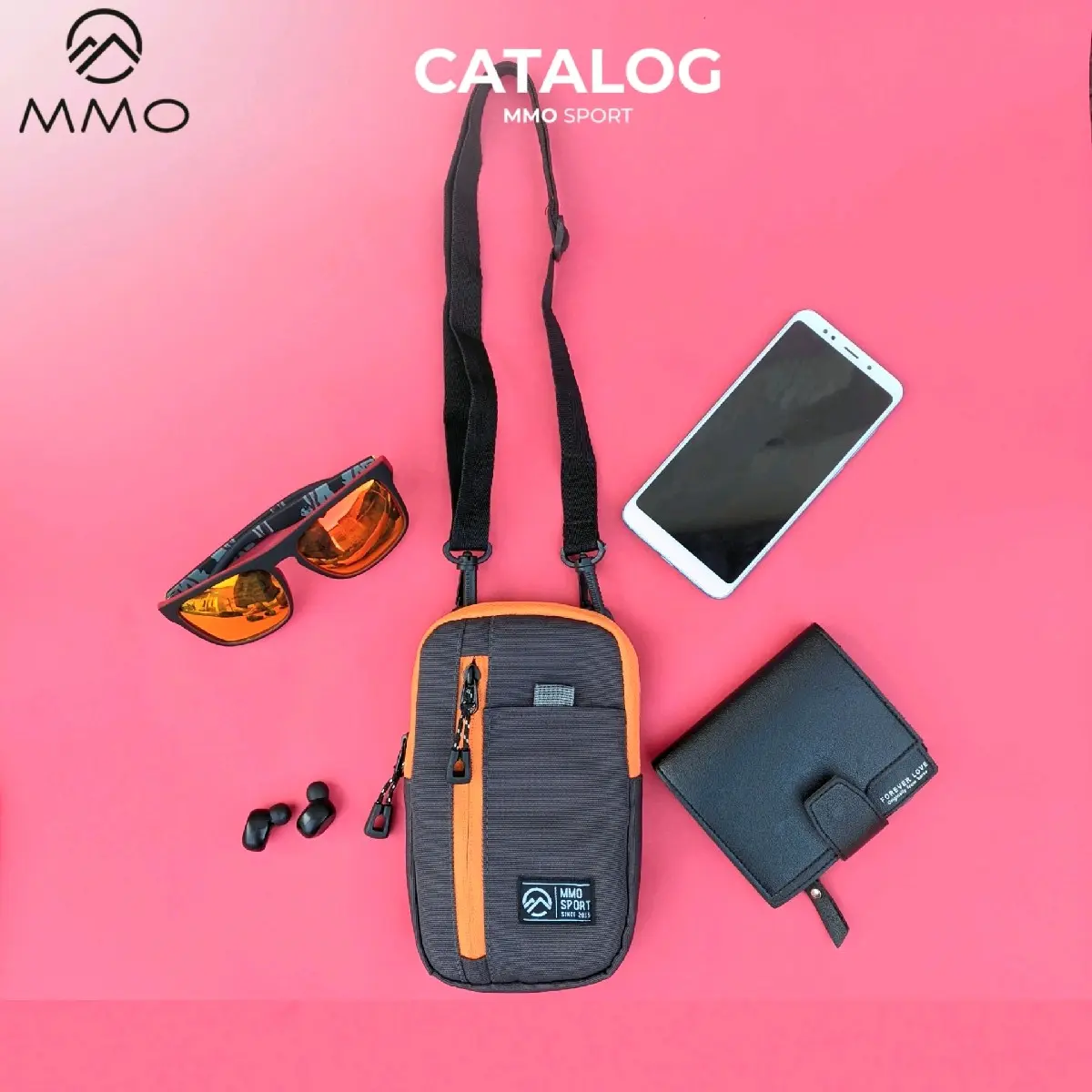 Hanging Wallet Tas Selempang Gantung Leher Hitam Pria Waistbag Slingbag Cowok