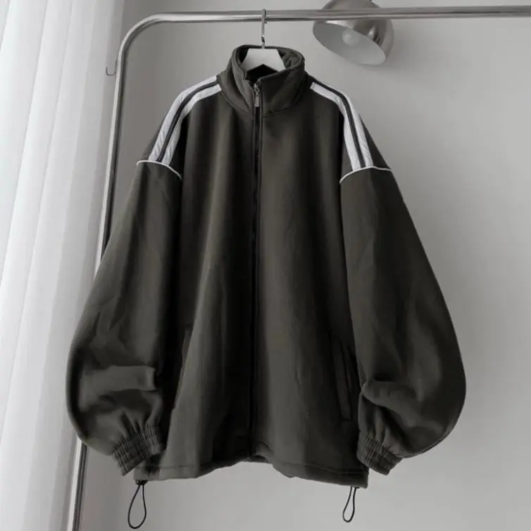 Áo Khoác Nỉ Phối Sọc For,m Rộng, Dáng dài Menswear Nam Jacket Hồng