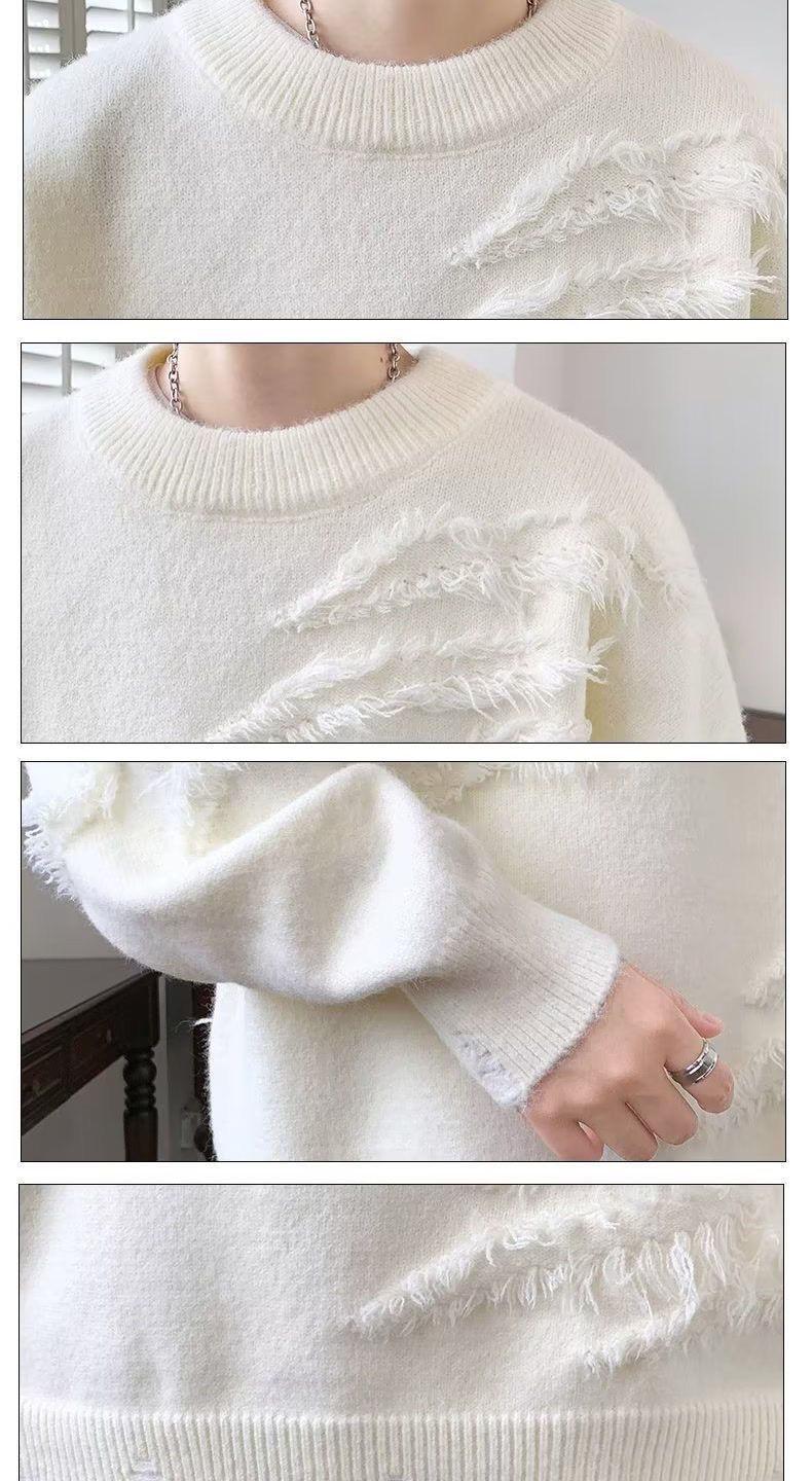 Product Introduction of Unique Round Neck Sweater Autumn Winter Trendy Brand Cool Loose Knitwear Men Japanese Retro Lazy Sweater Jacket Closed 28