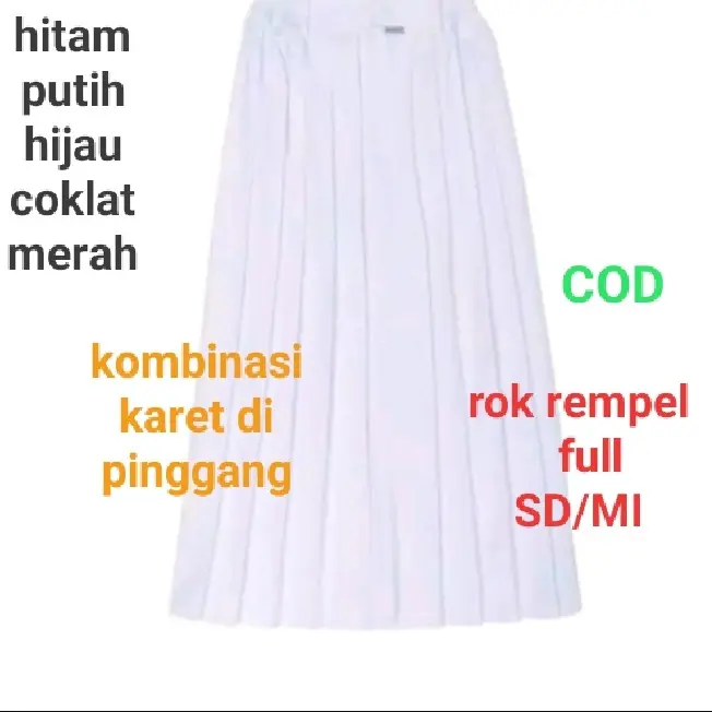 rok putih panjang ,rok sekolah rempel panjang sd/mi fuul twist