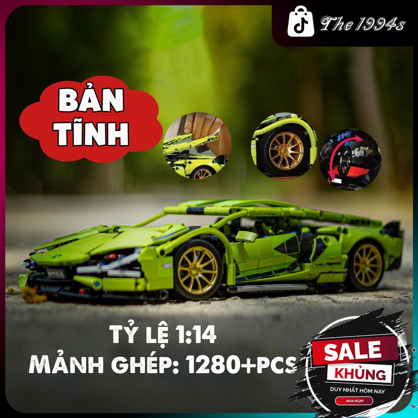 Mô hình lắp ghép Xe Lamborgini 1:14 màu xanh