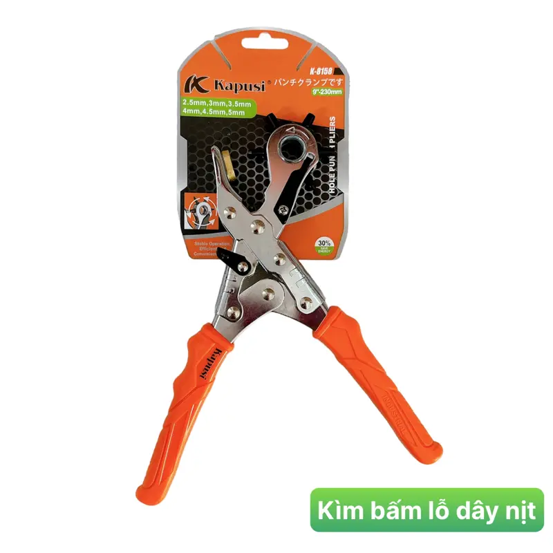 Kìm bấm lỗ trợ lực Kapusi Japan giảm 30% lực bấm, bấm thắt lưng, dây nịt, bấm dây da đồng hồ, giày dép, bìa cứng 2