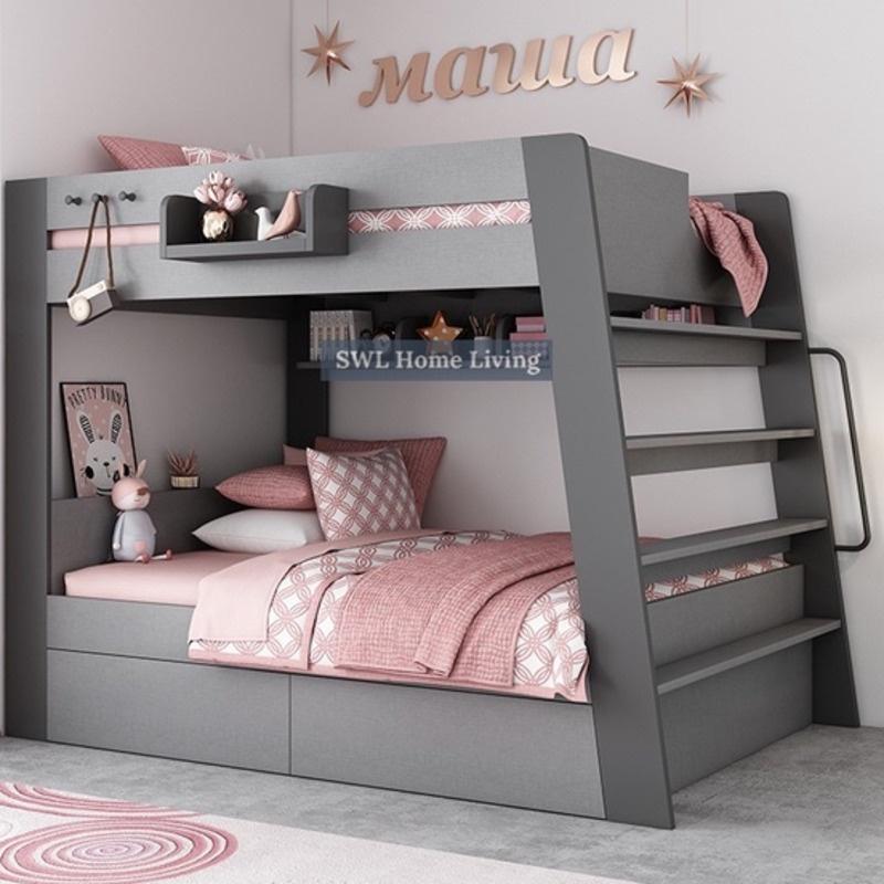 Lu Modern Double Decker Bunk Bed For Kids Adults Queen Bunk Bed With Drawer Mattress Set High Quality Wood Structure 1