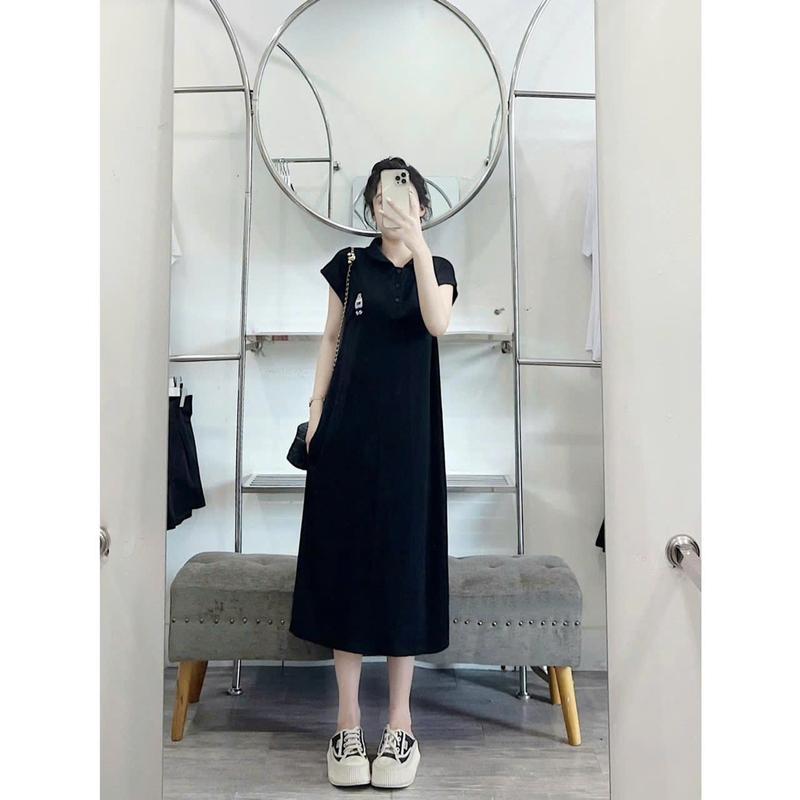 Đầm suông dài , váy suông bầu chất cotton Gemmy House in hình cổ đức gấu W