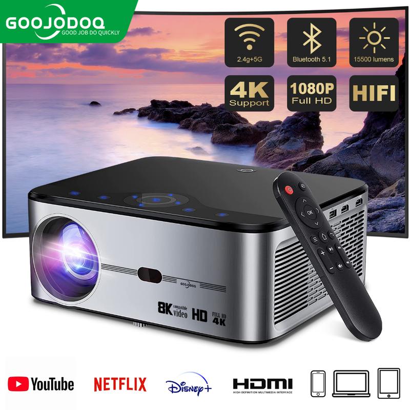  Máy Chiếu GOOJODOQ Wifi 8k Full HD 1080p 15000 LM Hỗ Trợ Android Bằng Đồng Bộ Màn Hình Smartphone Projector 