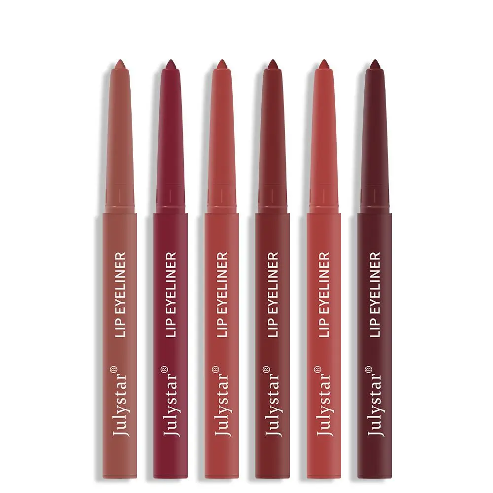 Long Lasting Lip Liner Set, 6 Counts/set Waterproof Lip Liner Pencil, Easy Coloring Lip Liner Pen, Suitable for All Skins, Perfect Gift for Women and Girls