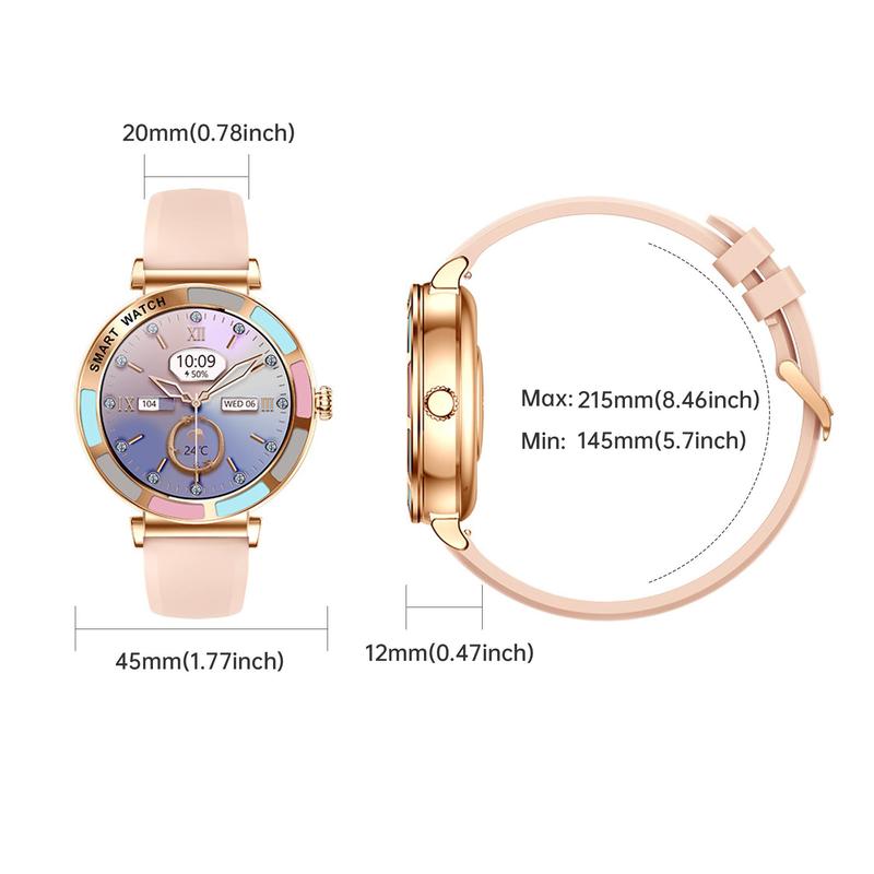 Fashion Smart Watch For Women, 1.27" HD Full Touch Screen, Compatible For iPhone/Android Phones, With Answer & Make Calls, Message Push, 100+ Sports Modes, Pedometer, Outdoor Fitness Multifunctional Smartwatch 1