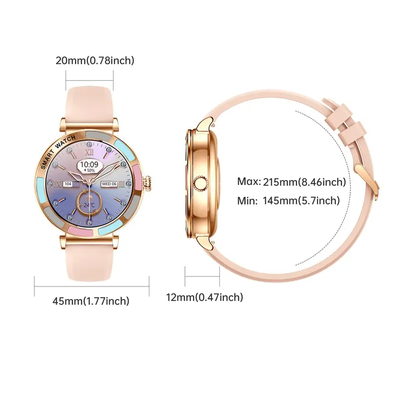 Fashion Smart Watch For Women, 1.27" HD Full Touch Screen, Compatible For iPhone/Android Phones, With Answer & Make Calls, Message Push, 100+ Sports Modes, Pedometer, Outdoor Fitness Multifunctional Smartwatch 1