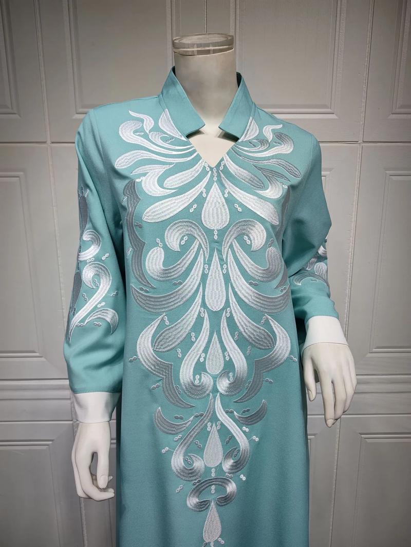 Product Introduction of Robe Muslim Abaya Dubai Embroidered Kebaya Dress Long Sleeve Gowns Moroccan Kaftan Islam Oman Qatar Ladies Dresses 29