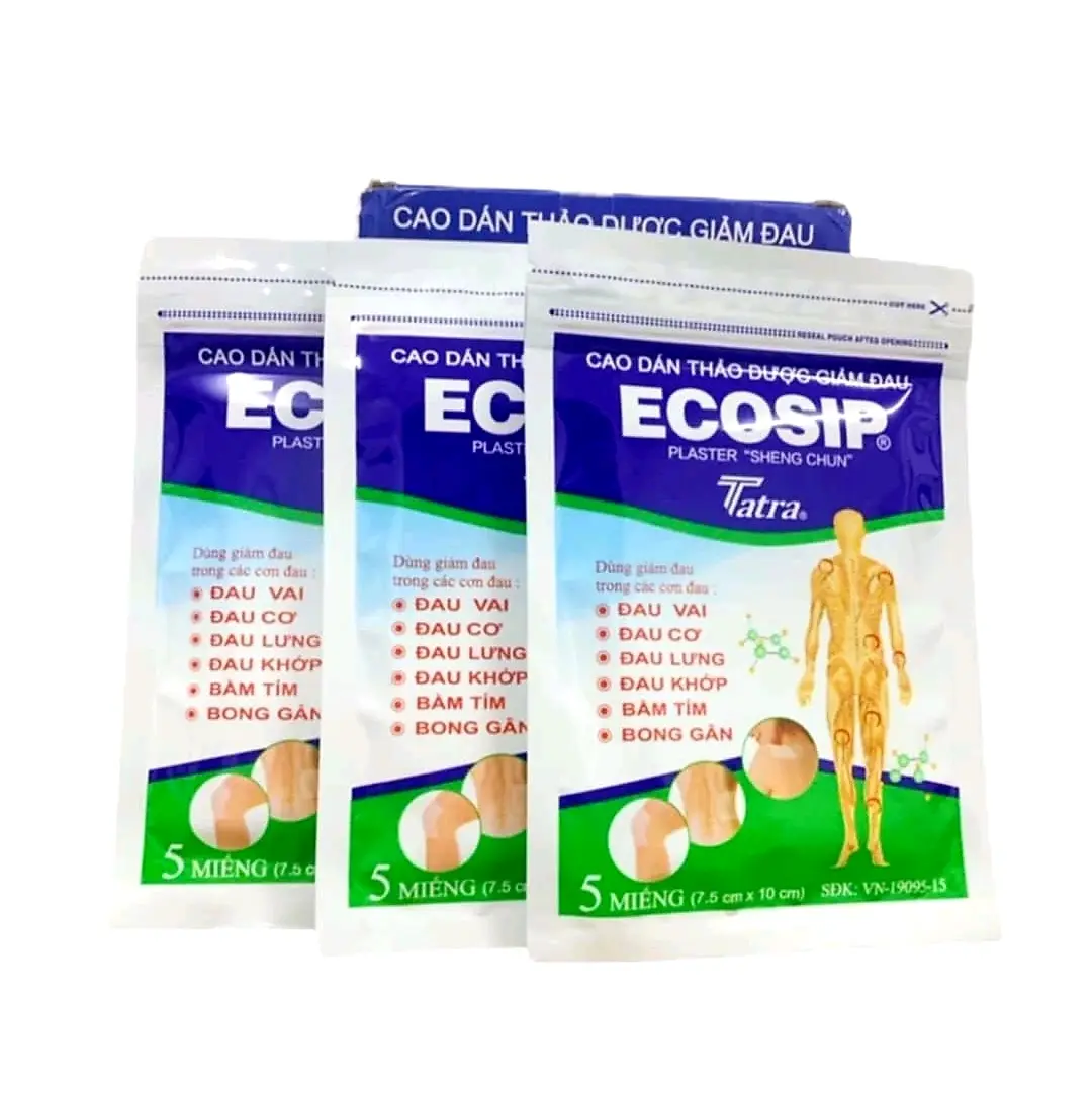 COMBO 3 gói cao dán ecosip[1gói 5miếng][tặng dầu đông y]
