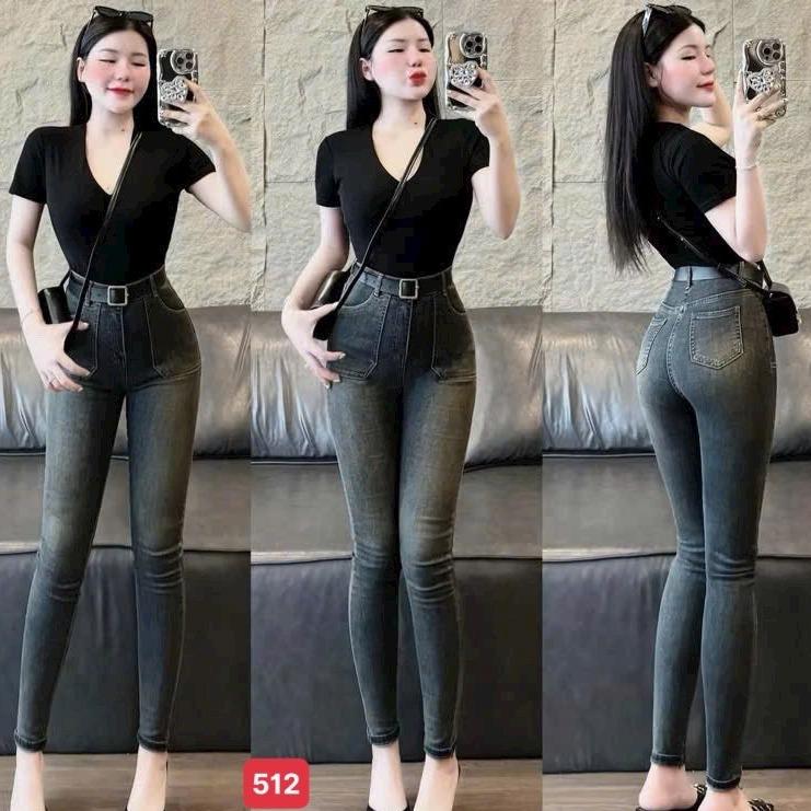 Quần jean nữ lưng cao tôn dáng có túi hộp - basix dễ phối đồ - chất jean mềm mại có độ co giãn nhẹ