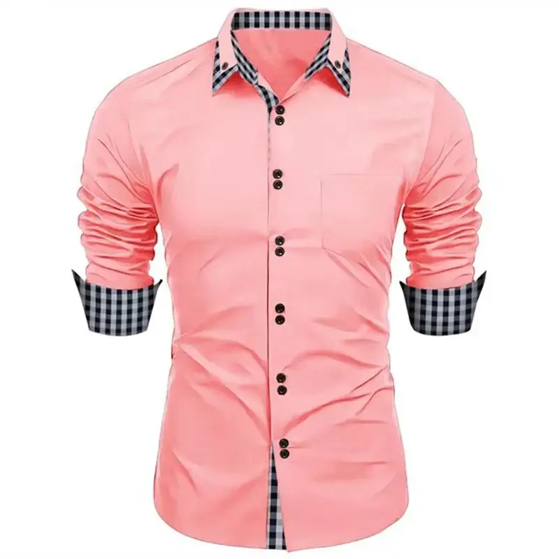 European and American men's shirts, casual office, home shopping, high-end luxury double-button long-sleeved shirt, XS-6XL Menswear Top Lingerie Longsleeve