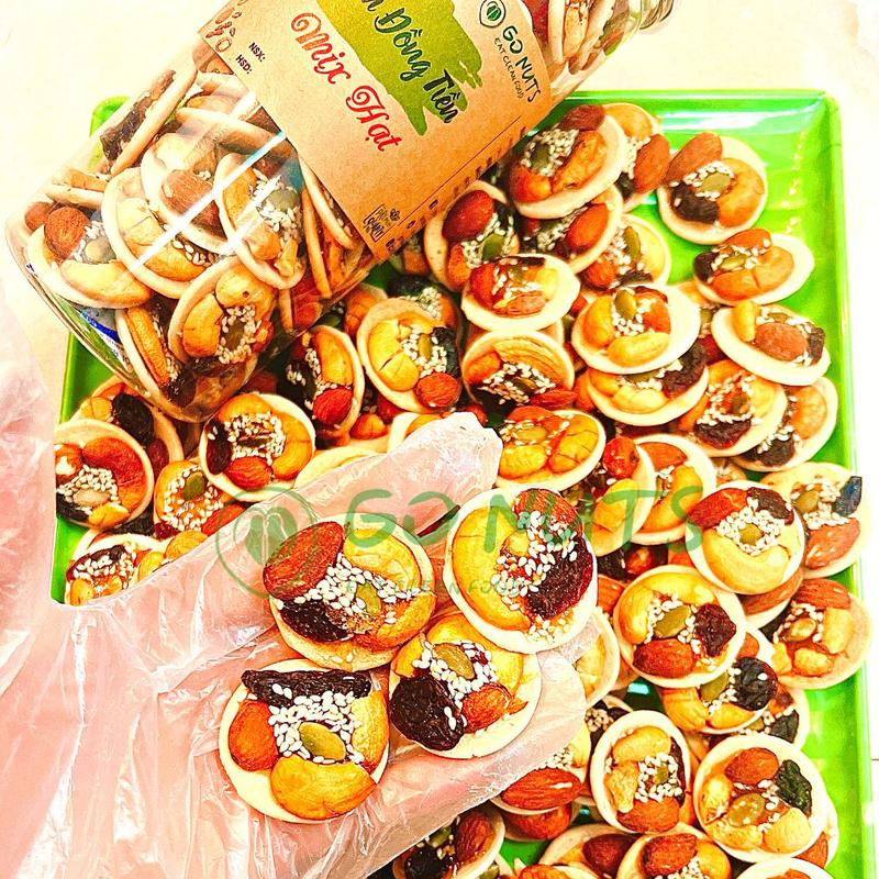 Bánh đồng tiền mix hạt 250g GO NUTS ít ngọt, bánh hạt mix ngũ cốc dinh dưỡng