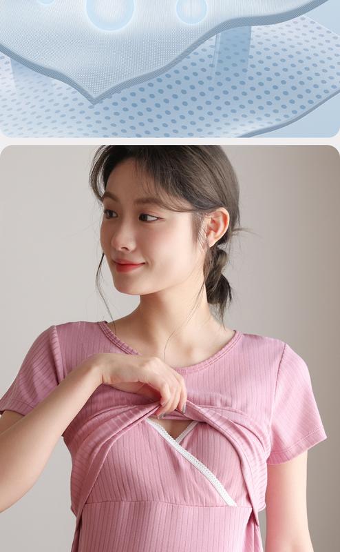 Product Introduction of Breastfeeding short sleeved shorts set, pregnant women's pajamas, summer thin design, postpartum home clothes, two-piece set, nursing clothes, confinement clothes 3