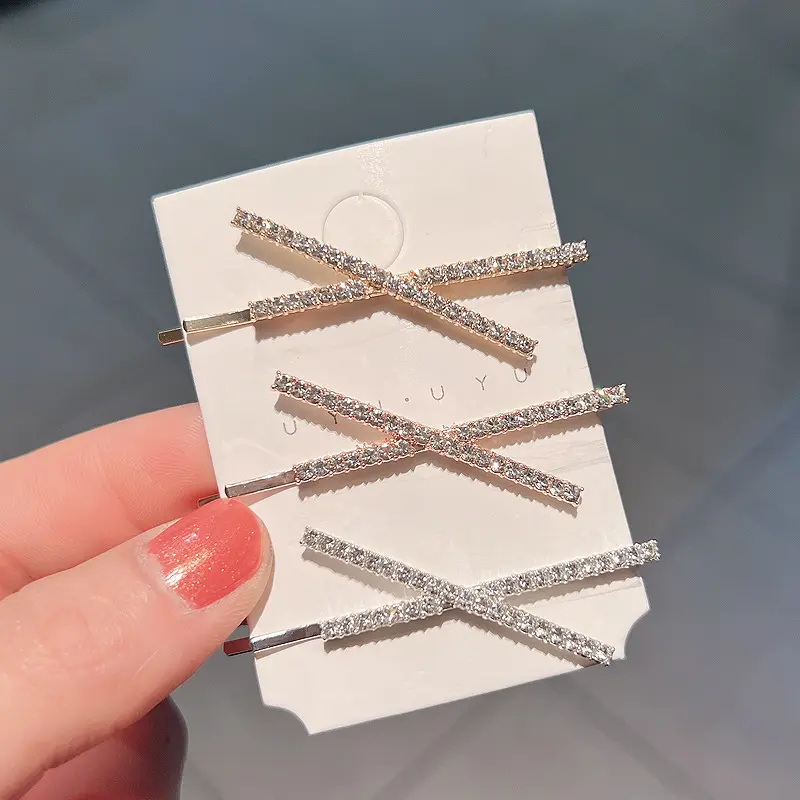 ปิ่นปักผม Rhinestone รูปตัว X, คนดังทางอินเทอร์เน็ตของเกาหลีใต้, เพชรเต็ม, เงางามสุด ๆ , เหมาะสำหรับเด็กผู้หญิงบุคลิกภาพ, กิ๊บติดผมไขว้, คลิปหมวก, แฟชั่น