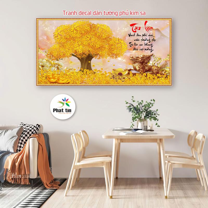 Tranh tài lộc dán tường phủ kim sa nhiều chủ dề trang trí phòng khách, decor ngày tết hiện đại, phòng ngủ, tiệm spa, góc live streams, phòng trọ, trang trí tường. Treo Tường Decor Tường Decal