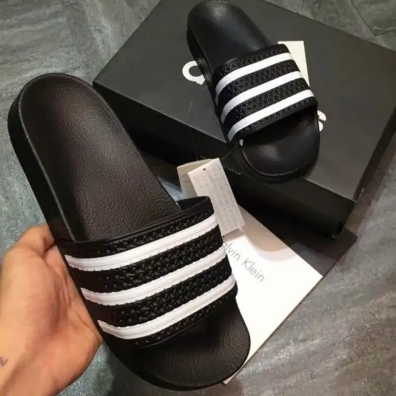 Dép Quai Ngang 3 Sọc Trắng Đen Nam Nữ Đế Cao Su Đúc Size 38-43 - DéP, Slipper